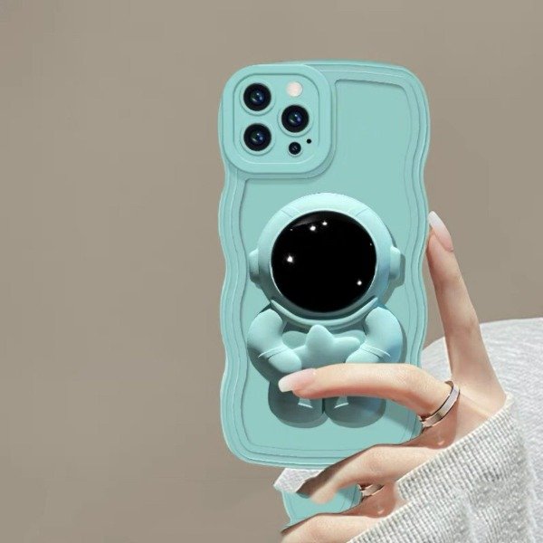 Producto - Fundas silicona onduladas con popsocket astronauta. Samsung a35