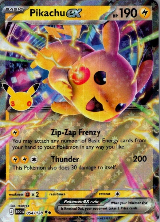 Producto - Pikachu ex Ultra Rare 054/128 30th Celebration