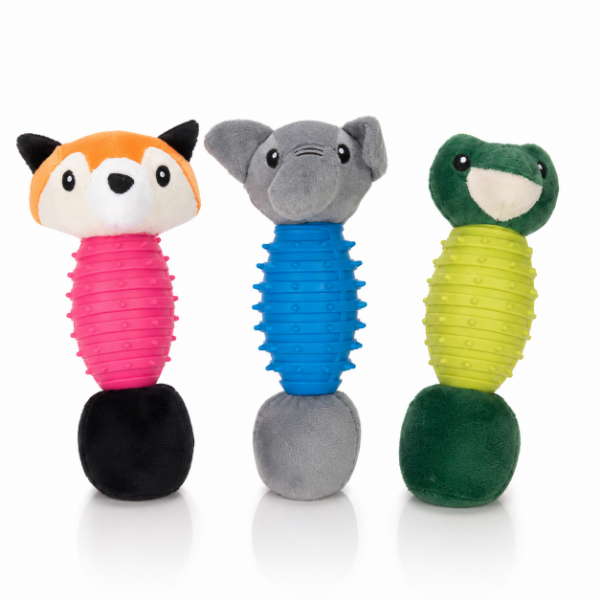 Producto - JUGUETE PLUSH  Animalitos Varios con Pelota Rugby Maciza 8725 Ema Importaciones