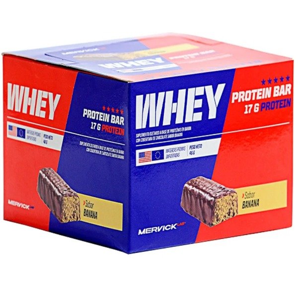 Producto - Whey Protein Bar Mervick x 12 U 46 Gr - Caja sabor Banana