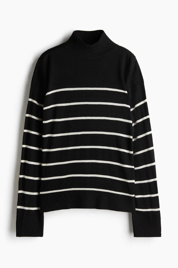 Producto - Sweater HyM rayado con cuello negro