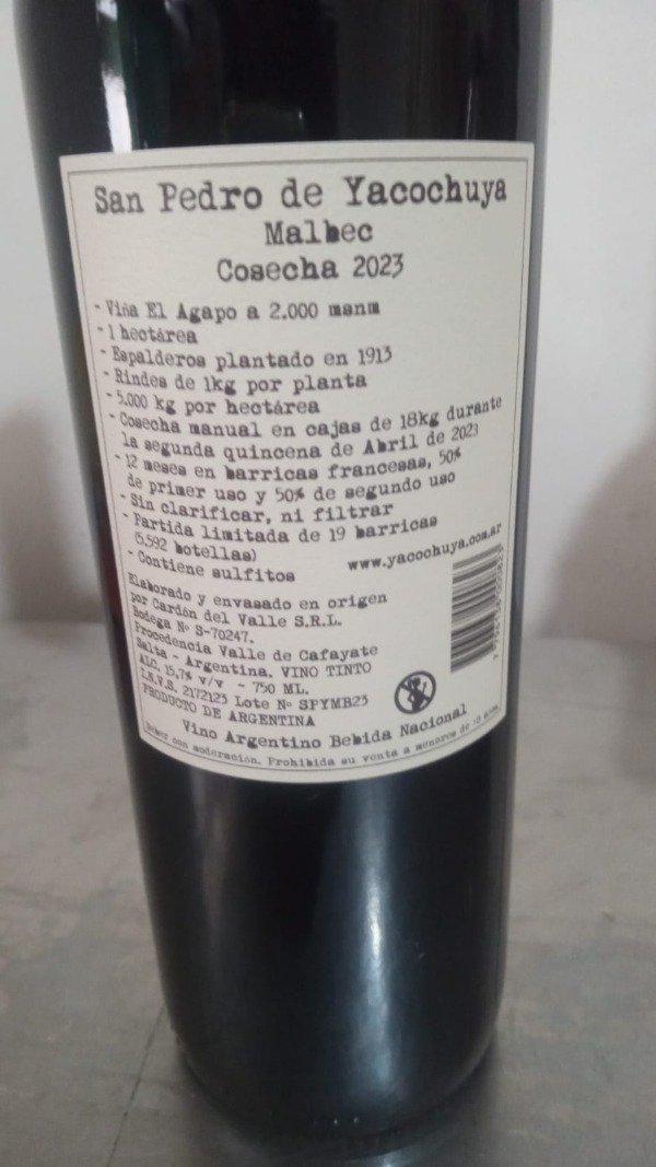 Producto - San Pedro de Yacochuya edición limitada malbec 100 La Lorda