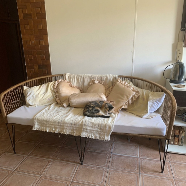 Producto - Sillón Gervasoni Grande (1,70m) en Hierro - Símil Yute - 0