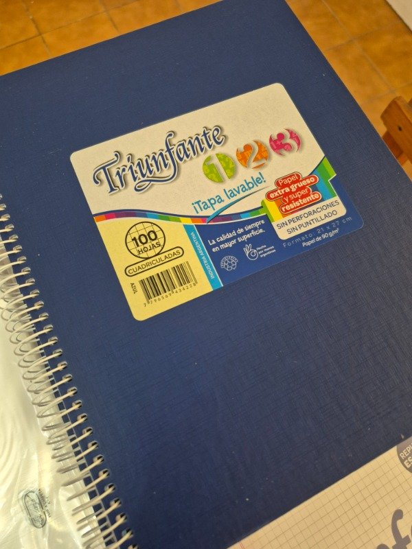 Producto - Cuaderno A4 Triunfante 21x27cm Tapa dura AZUL 100 hojas