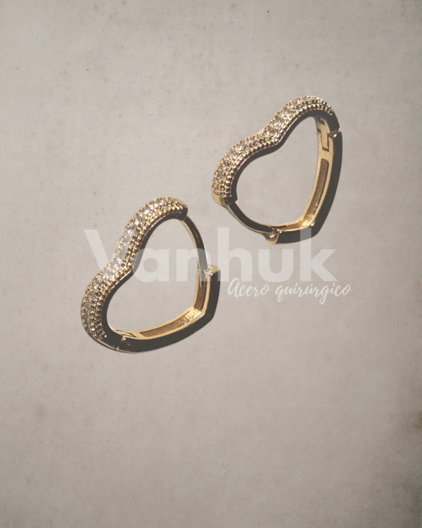 Producto - Aros argolla corazon y strass clip D - 0