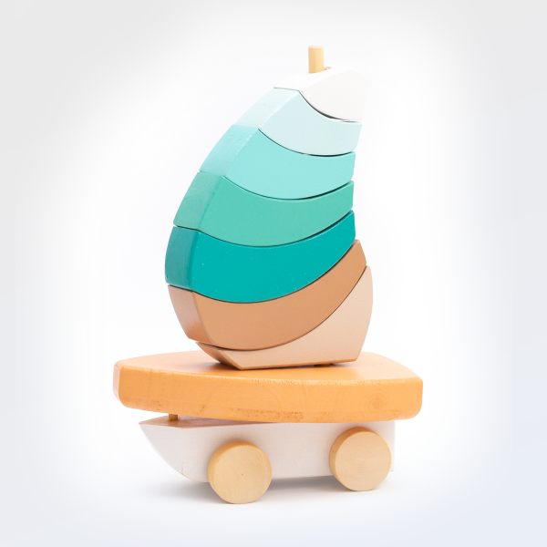 Producto - Velero de madera GRANDE Luna - 29 cm - Juguete Didáctico