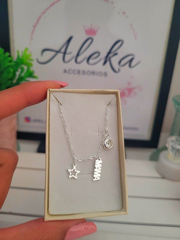 Producto - Collar con dijes Mamá de acero blanco - 1