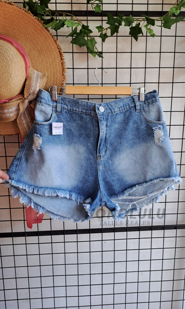 Producto - Short #Denim Rasgado Celeste