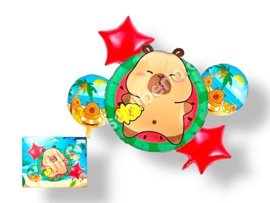 Producto - KIT GLOBOS PERSONAJE CAPIBARA SUMMER 5 PIEZAS x1