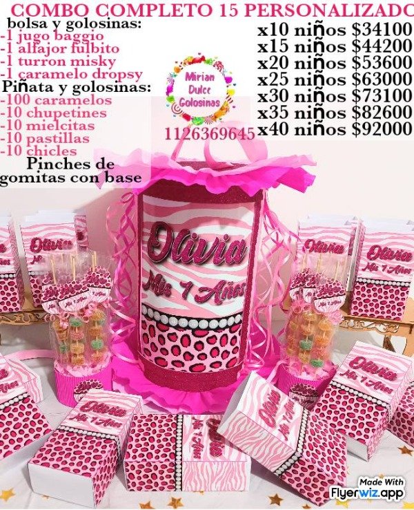 Producto - Combo cumpleaños 15 años leopardo animal print