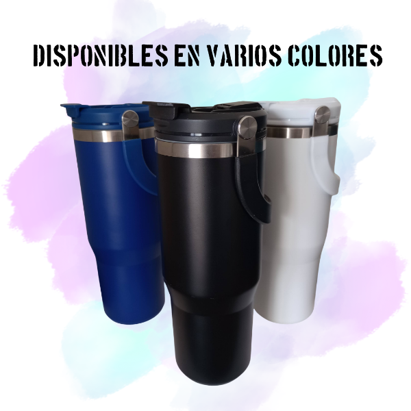 Producto - Vaso térmico doble pico de acero 900ml con manija - 4