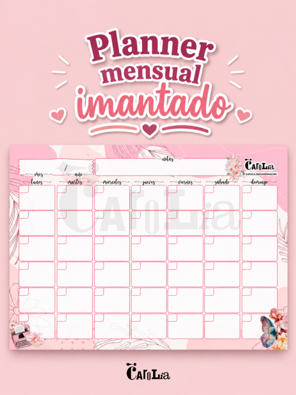 Producto - Planner mensual imantado - Rosa 2 -