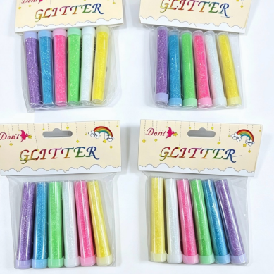 Producto - Pack X12 SOBRE De Glitter Brillos X6 Frascos Multicolor 45674