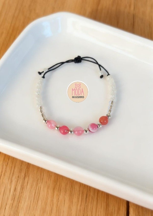 Producto - Pulsera de piedras naturales agata fucsia