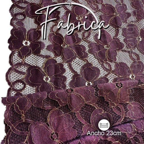 Producto - PS326 Puntilla Uva con Lurex. Medida: 23cm (por metro)
