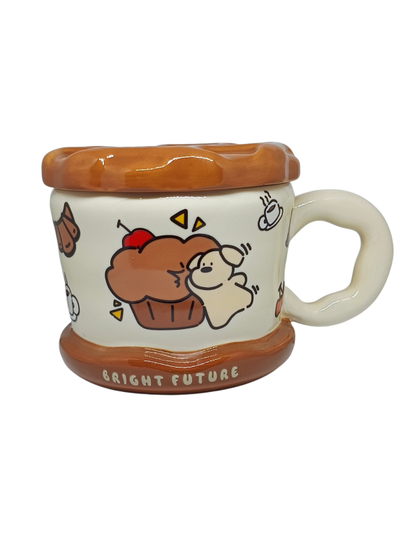 Producto - Set Taza Diseño Cute Con Tapa Waffle