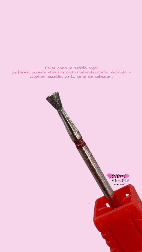 Producto - FRESA MANICURIA RUSA CONO INVERTIDO ROJO