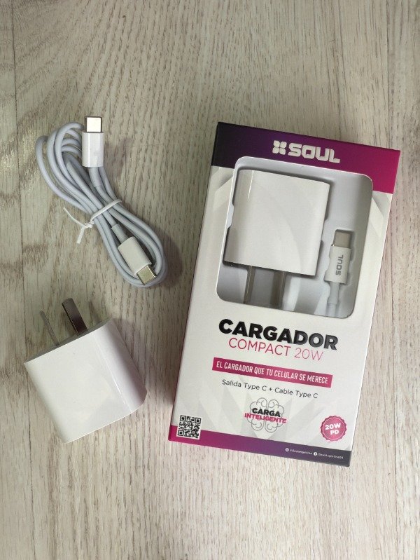 Producto - CARGADOR SOUL COMPACT PD QC 20W - TIPO C A TIPO C