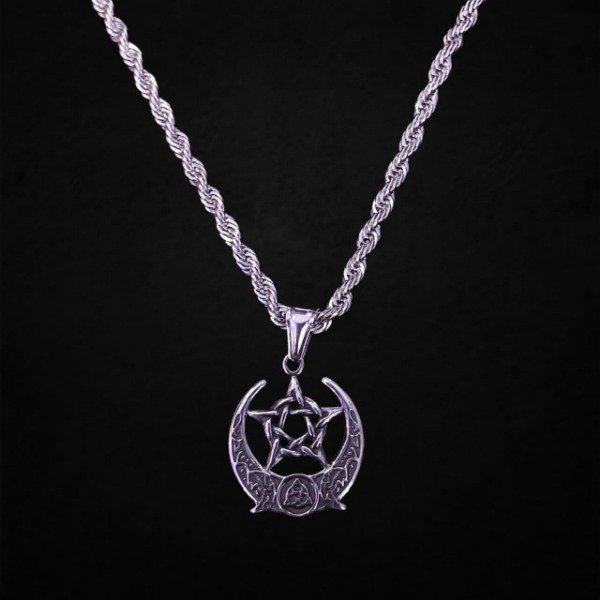 Producto - Collar Pentagrama Triple Luna Diosa Wicca