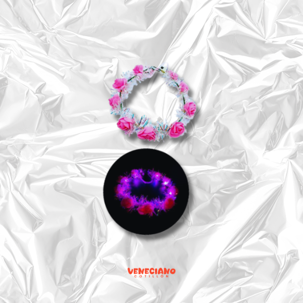 Producto - Corona de flores rosa LED