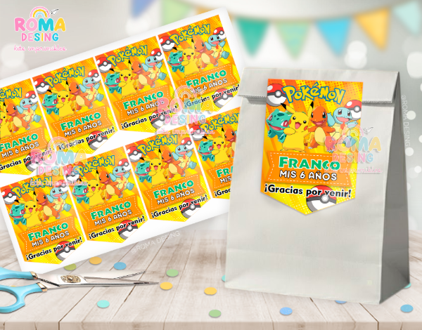 Producto - Etiquetas bolsita Pokemon