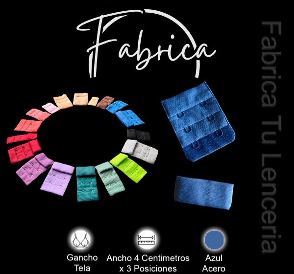 Producto - Gancho de tela Azul Acero 4cm x 3 posiciones (por unidad)