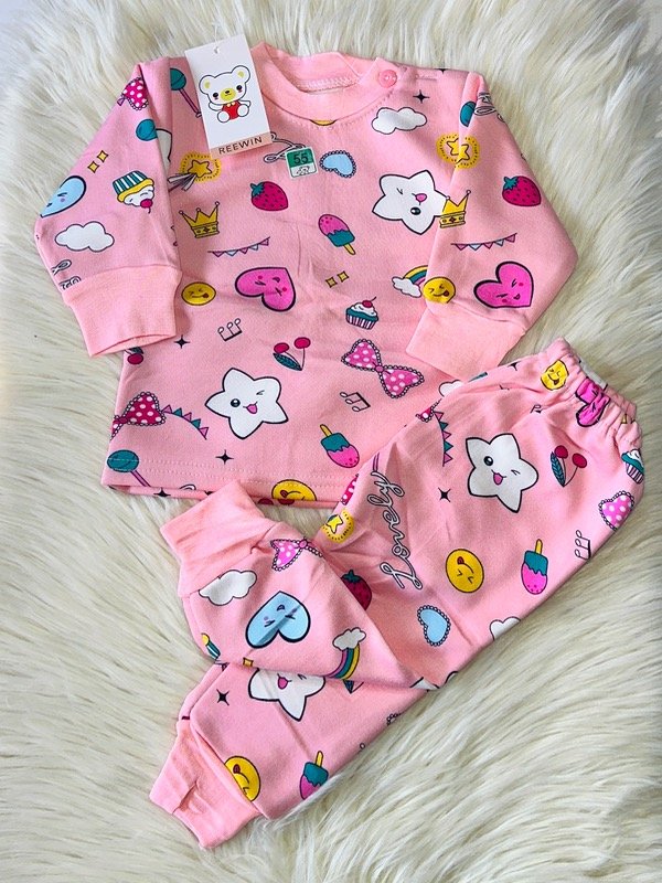Producto - PIJAMA IMPORTADO BABY ROSA EMOJI (CAMISETA + PANTALÓN)