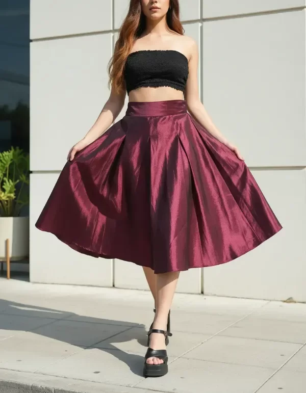 Producto - Pollera plato circular pin up Retro Uva magenta Ternazol - 5
