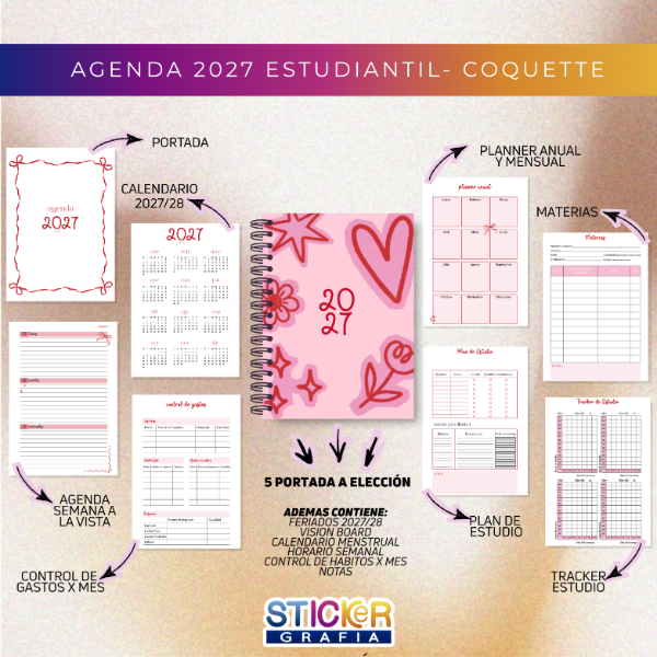 Producto - Agenda 2027 Estudiantil Coquette
