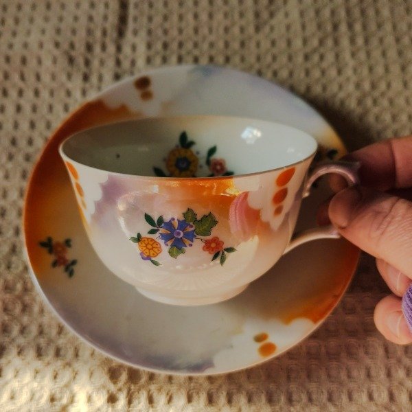 Producto - Taza naranja con flores