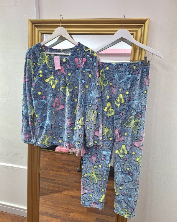 Producto - Pijama polar soft azul con mariposas