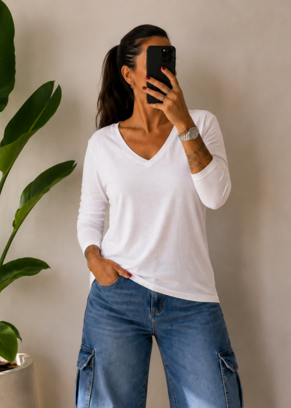 Producto - Manga Larga Soft Blanca Lisa - 0