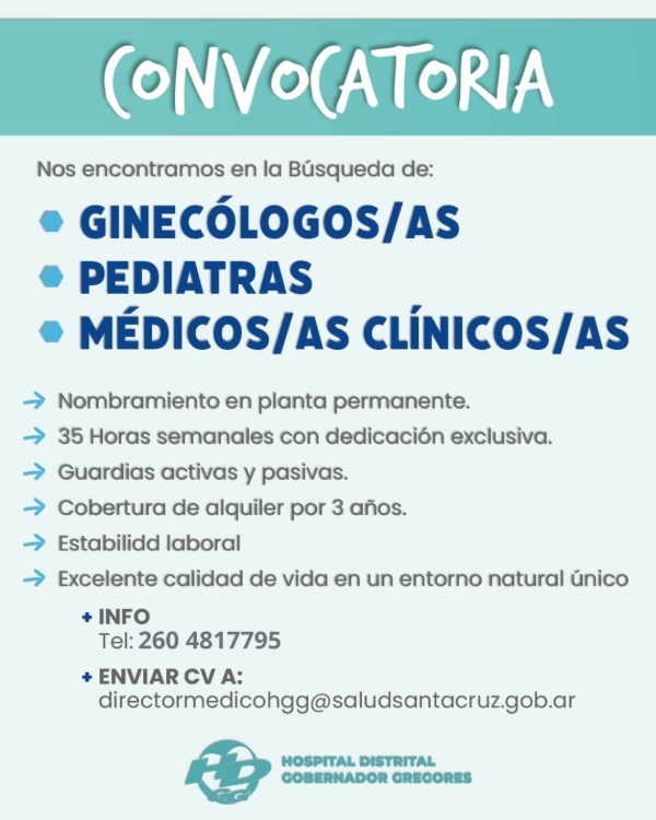 Producto - CONVOCATORIA PROFESIONAL DE GINECÓLOGOS, PEDIATRAS y MÉDICOS CLÍNICOS