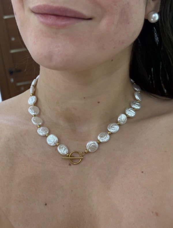 Producto - cadena marinero perlas y dorado