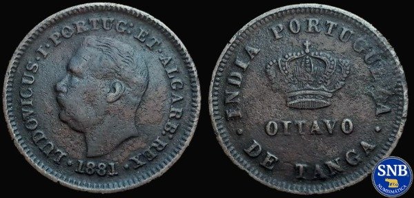 Producto - India Portuguesa - 1/8 Tanga (1881) KM #307 - Colonia de la Corona