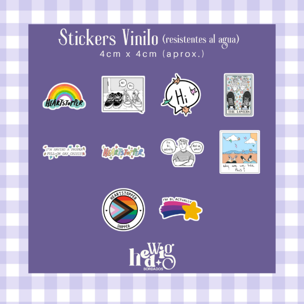 Producto - Pack 10 Stickers Vinilo HEARTSTOPPER #1