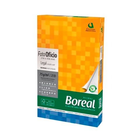 Producto - RESMA OFICIO 75GRS/M2 500 HOJAS BLANCA BOREAL