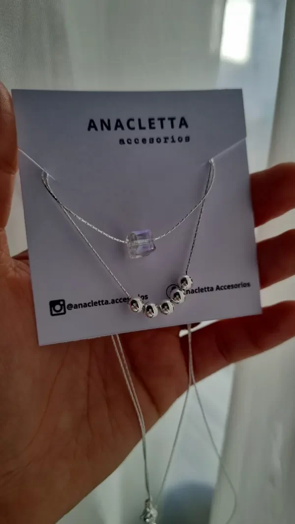 Producto - Gargantilla doble bolitas y cubo tornasol AB