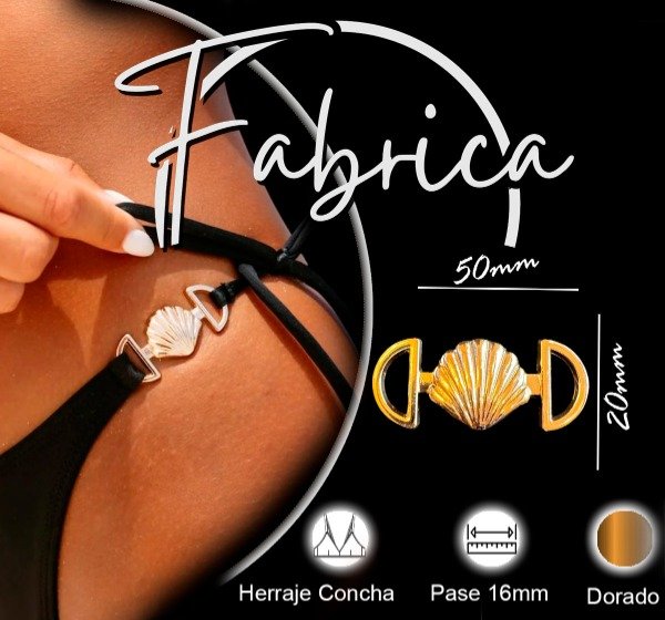 Producto - Herraje Concha chica. Pase: 16mm (1 unidad). Dorado