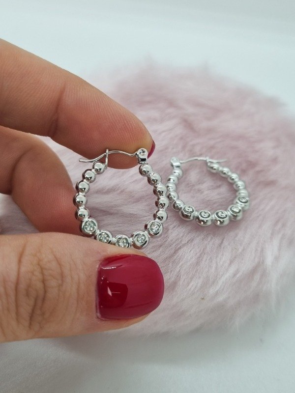 Producto - Aro acero quirurgico argollita bolitas strass mini med gde