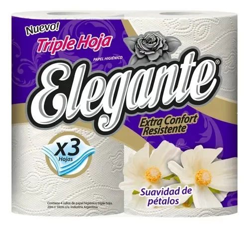 Producto - Pape higiénico Elegante triple hoja 20 mts x 4 rollos
