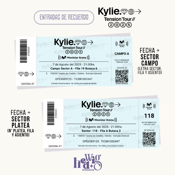 Producto - Entradas de recuerdo 14x6 SIMIL REALES - Tension Tour KYLIE MINOGUE