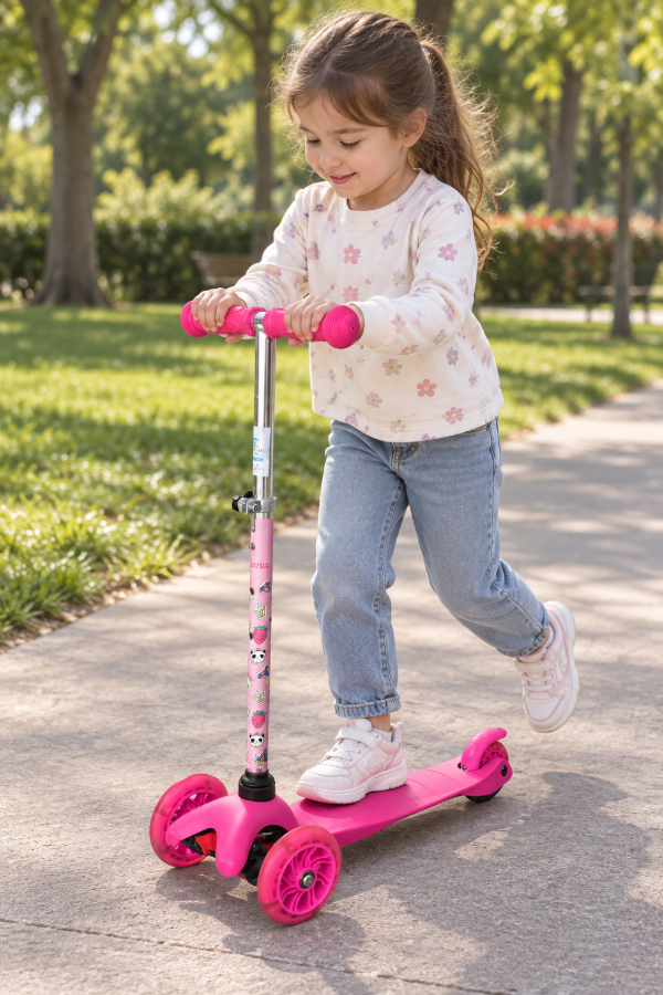 Producto - Monopatín infantil fucsia de 3 ruedas - 2
