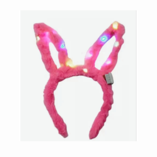 Producto - Vincha conejo peluche con luz color fucsia