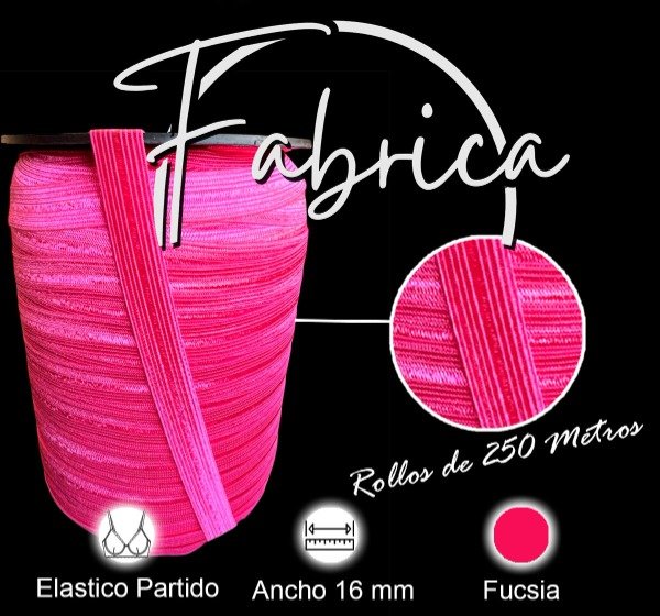 Producto - Envivado o Elástico Partido Fucsia 16mm (rollo)