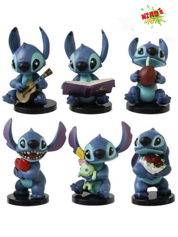 Producto - Stitch set x6 (9CM) Mod. 19 - Figura Stitch - Nirostoys