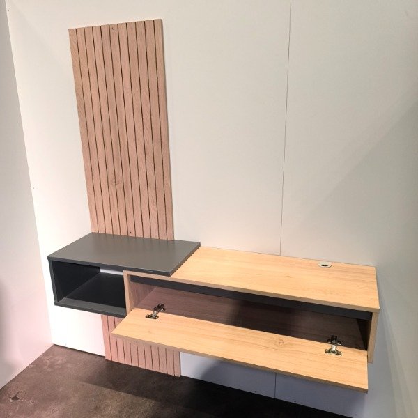 Producto - Rack TV Flotante Moderno (Roble Kendal/Gris) - 3