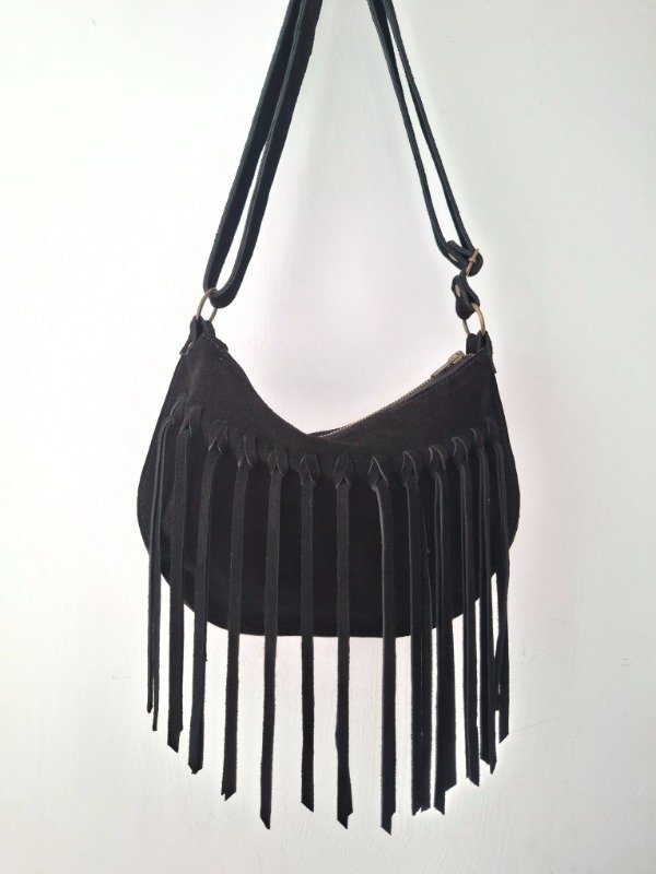 Producto - Bandolera flecos negro