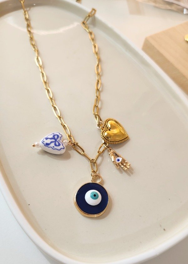 Producto - Collar dorado ojito turco
