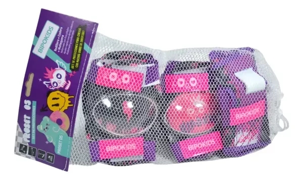 Producto - Kit de Protección Codera Rodillera y Muñequera Modelo Rosa y Negro - 2